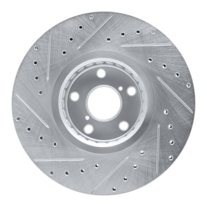 Lexus GS350 Brake Rotor (1) - Right Front - R1 Concepts - Drilled & Slotted - Silver - `07-`11